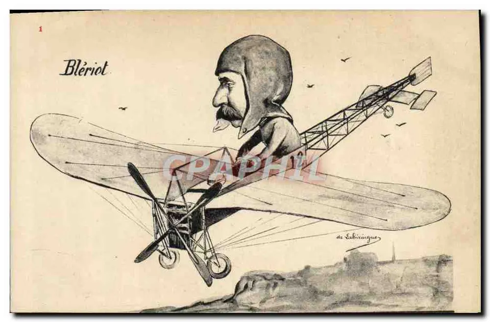 Blériot — Erster Flug über den Ärmelkanal — Zeichnung von Labiringue - Vorderseite