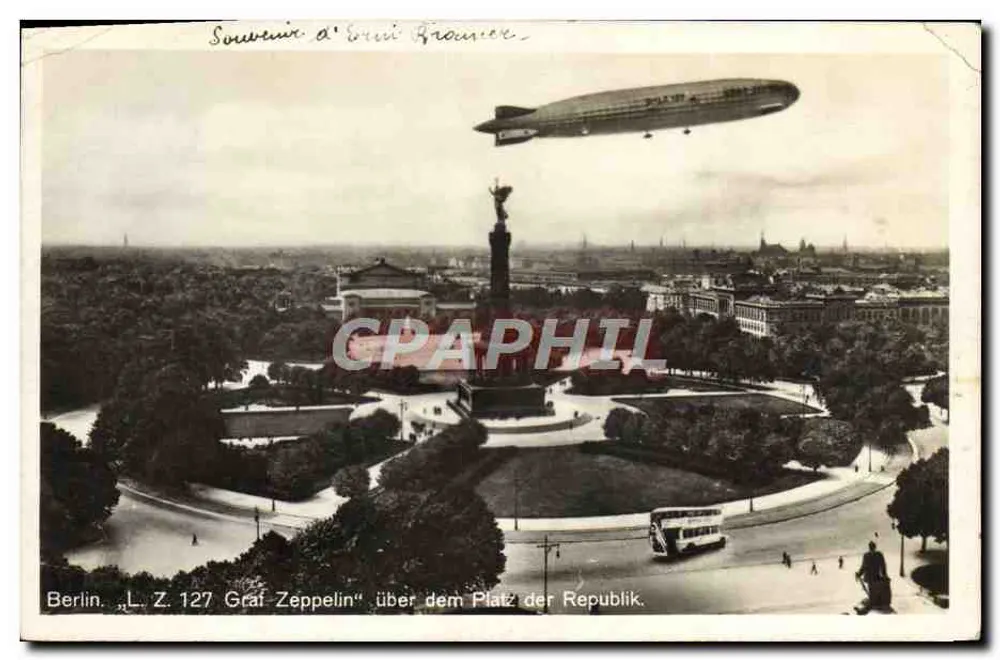 Berlin — Place de la République avec le Zeppelin L.Z. 127 Graf Zeppelin — éditeur L. Z. 127 Graf Zeppelin - Vorderseite