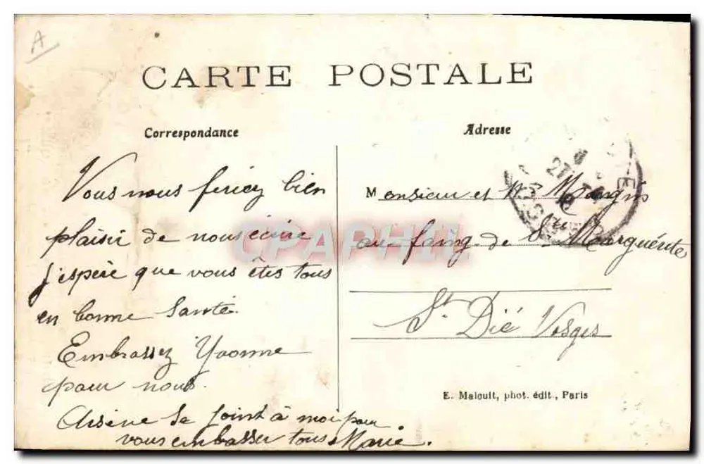 Der Militärballon "République" über dem Donjon von Vincennes — E. M. - Rückseite