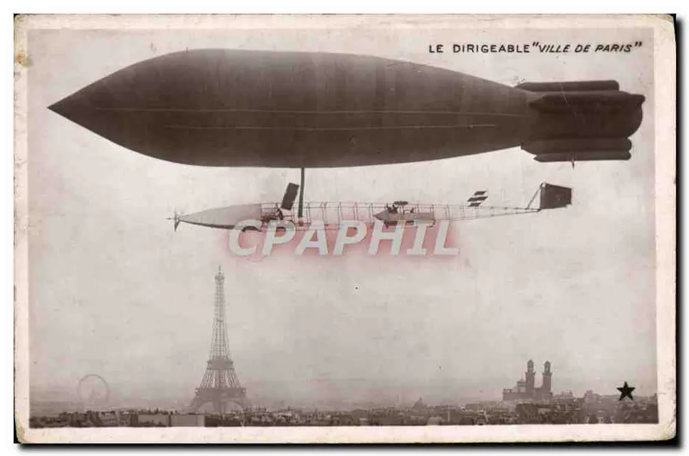 Le Dirigeable "Ville de Paris" — survol de la Tour Eiffel — éditeur Marque "EtOile", n° A - Frente