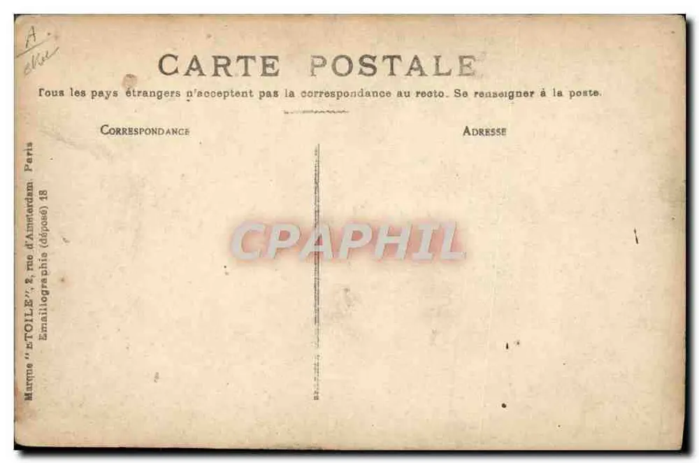 Le Dirigeable "Ville de Paris" — survol de la Tour Eiffel — éditeur Marque "EtOile", n° A - Verso