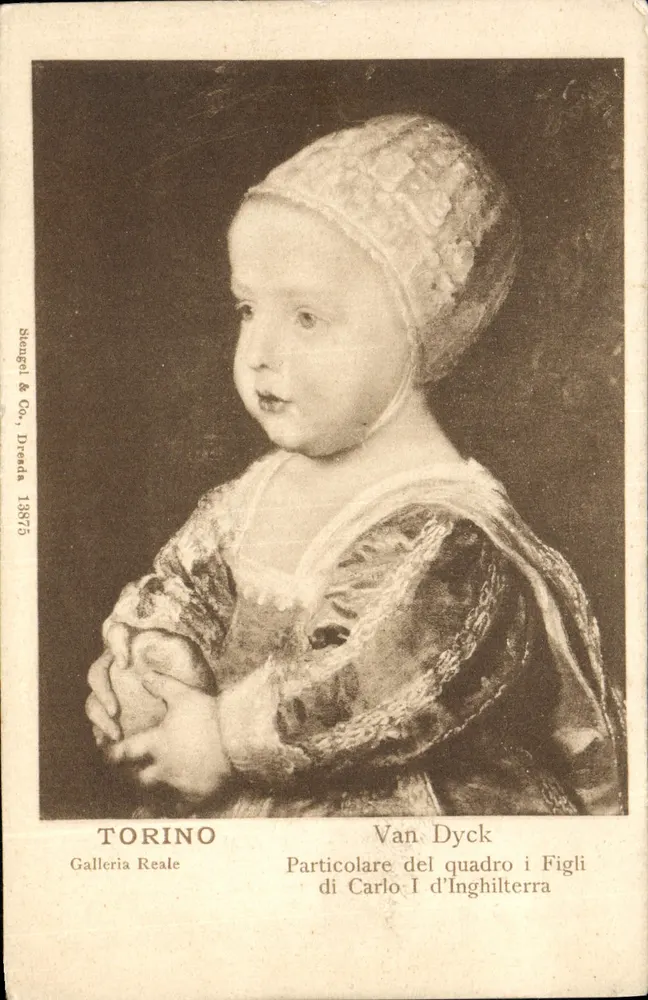 Turim — detalhe da pintura 'Os filhos de Carlos I' de Van Dyck — Stengel & Co., Dresden 18875 - Frente
