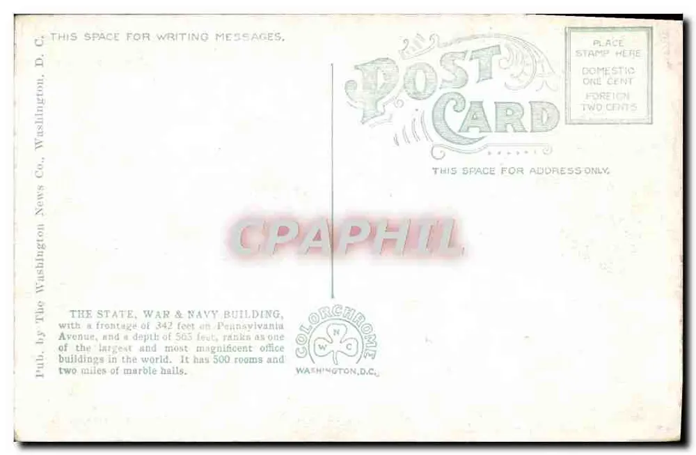 State, War and Navy Building — Washington, D.C. — The Washington News Co. - Rewers