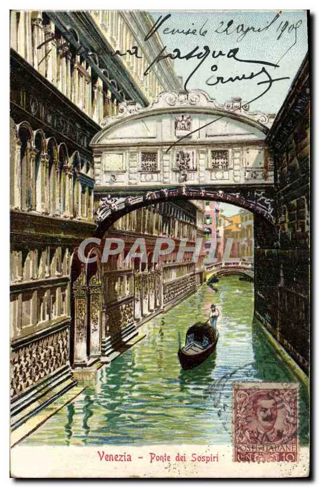 Veneza - Ponte dei Sospiri — vista do canal com gôndola — editor Ford. Gobbato, Veneza - Frente