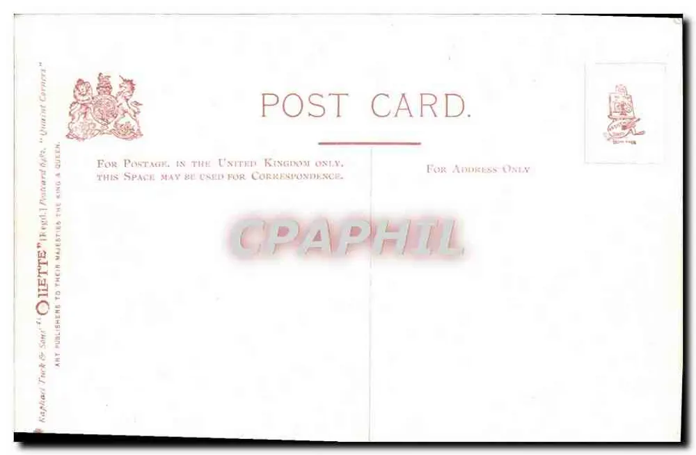 Mareabaixo, Porto de Torquay — pintura — Raphael Tuck & Sons - Verso