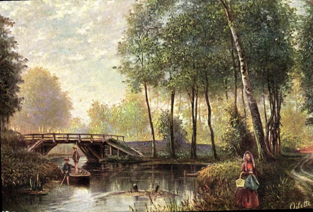 Landschaft auf dem Lande — Brücke über einen Kanal — Verlag Tuck & Fils Ltd, Paris, Serie 745 - Vorderseite