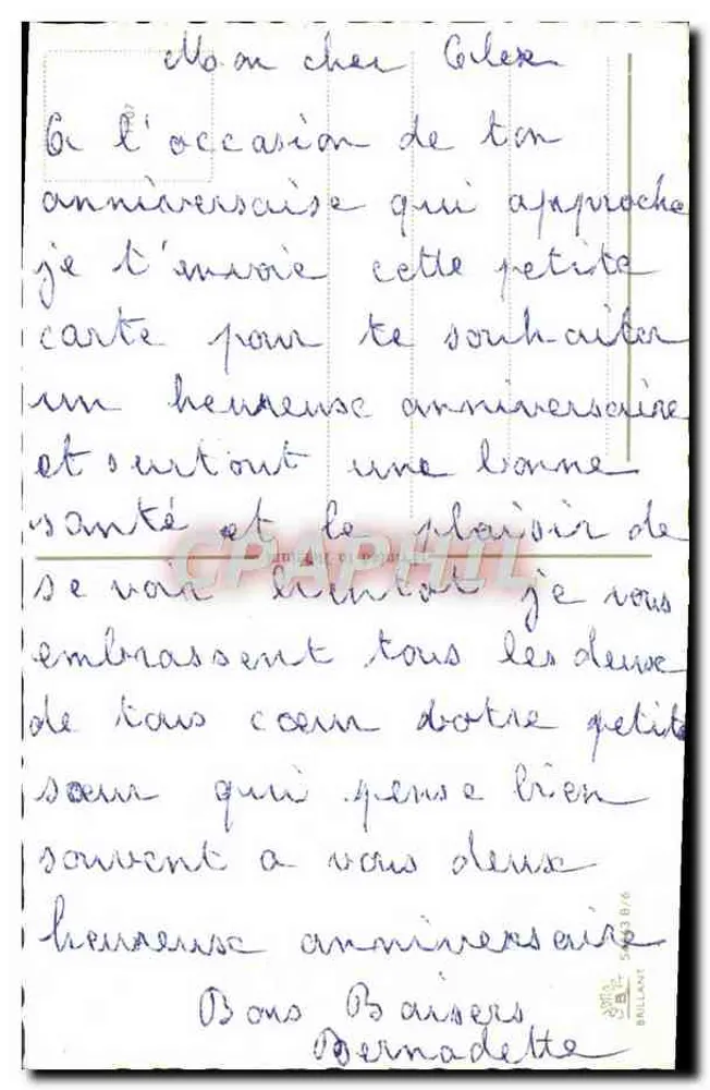 Kwiat pionii — ilustracja — Brillant, n° 5403 B/6 - Rewers