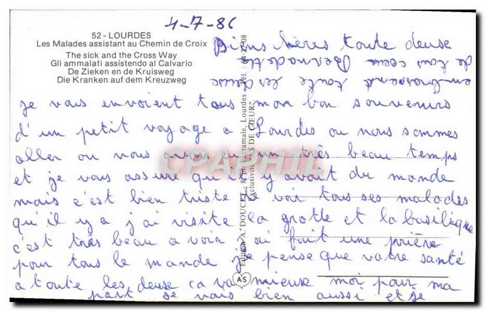 Lourdes — Via Crucis — Ed. A. Doucet, n° 52 - Verso