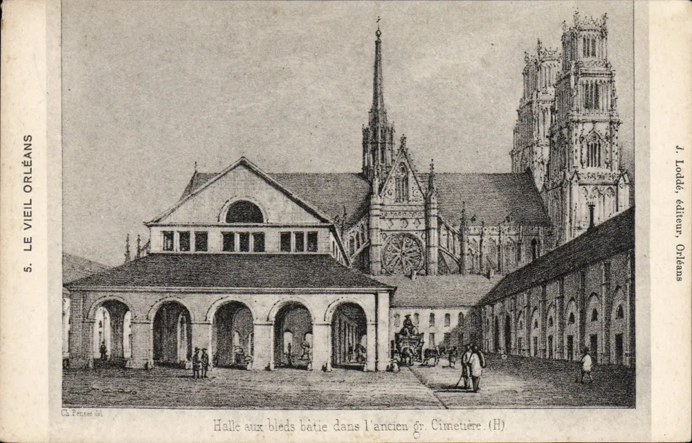 Getreidespeicher in Orléans — Errichtet im ehemaligen großen Friedhof — J. Lodde, Verlag, Orléans - Vorderseite