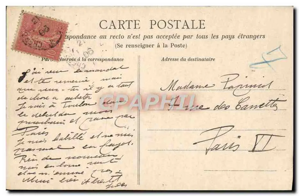 Cherbourg — A praia e O Casino — Coleção AVI, n°54 - Verso