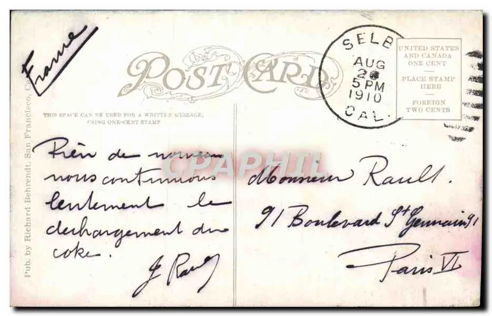 San Francisco, Kalifornien — Luftaufnahme — Verlag Richard Behrendt, n° 8273 - Rückseite