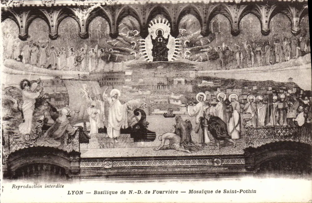 LYON — Basilika Notre-Dame de Fourvière — Mosaik des hl. Pothin - Vorderseite
