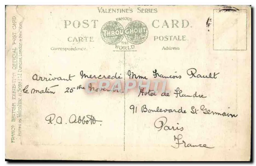 Nordfront, British Applied Arts Palace — Französisch-Britische Ausstellung, London, 1908 — Valentine's Series - Rückseite