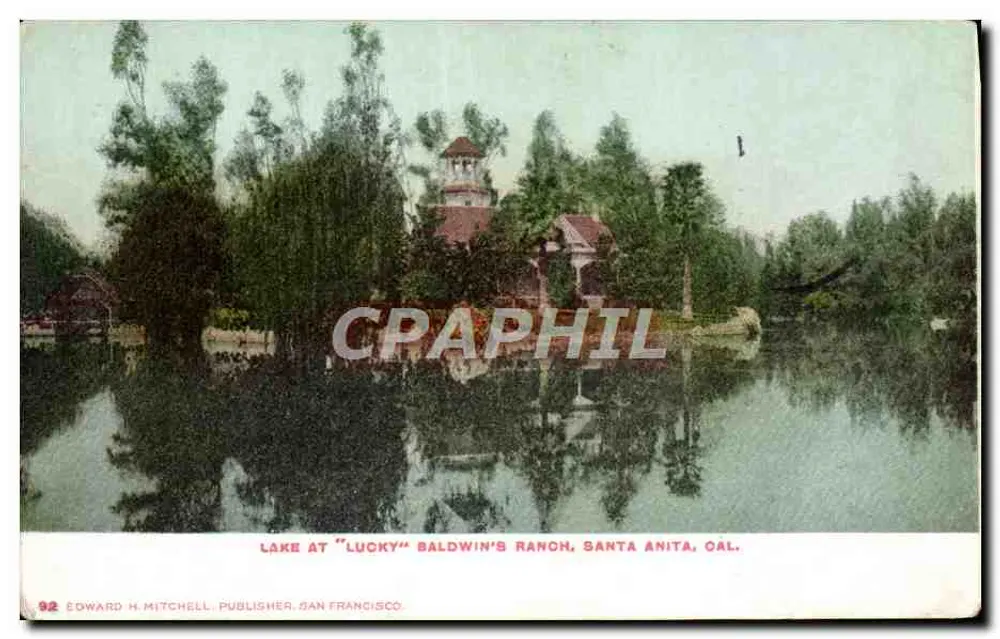 See am 'Lucky' Baldwin Ranch, Santa Anita, Kalifornien — Verlag Edward H. Mitchell, San Francisco, Nr. 92 - Vorderseite