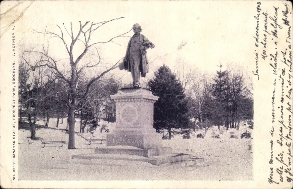 Statue de Stranahan — Prospect Park, Brooklyn — éditeur J. Kofhe, n° 88 - Awers