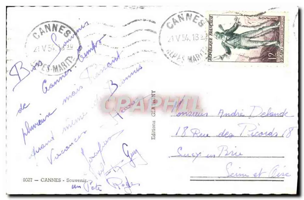 Cannes — Pamiątka z Cannes — Éditions Glaïs-NY - Rewers