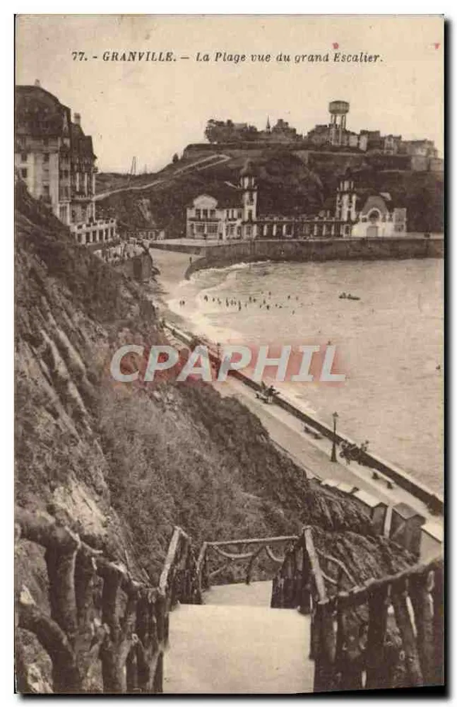 Granville — Blick auf den Strand vom großen Treppenaufgang — Edition A. Bennard - Foto Degraët - Vorderseite