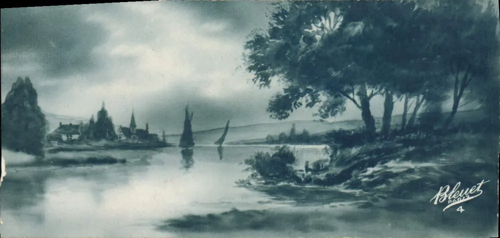 Vista di un villaggio ai margini di un lago — Bleurét, Parigi, n°4 - Recto