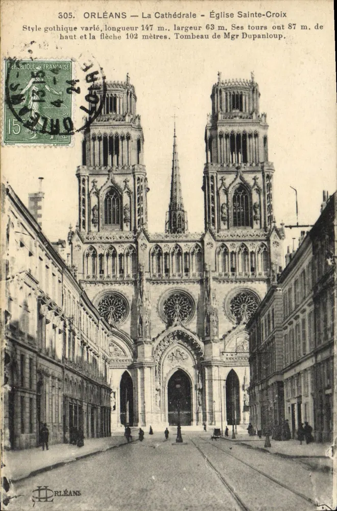 Orléans — Ansicht der Kathedrale — Kirche Sainte-Croix — Verlag H. RlÉANS, Nr. 305 - Vorderseite