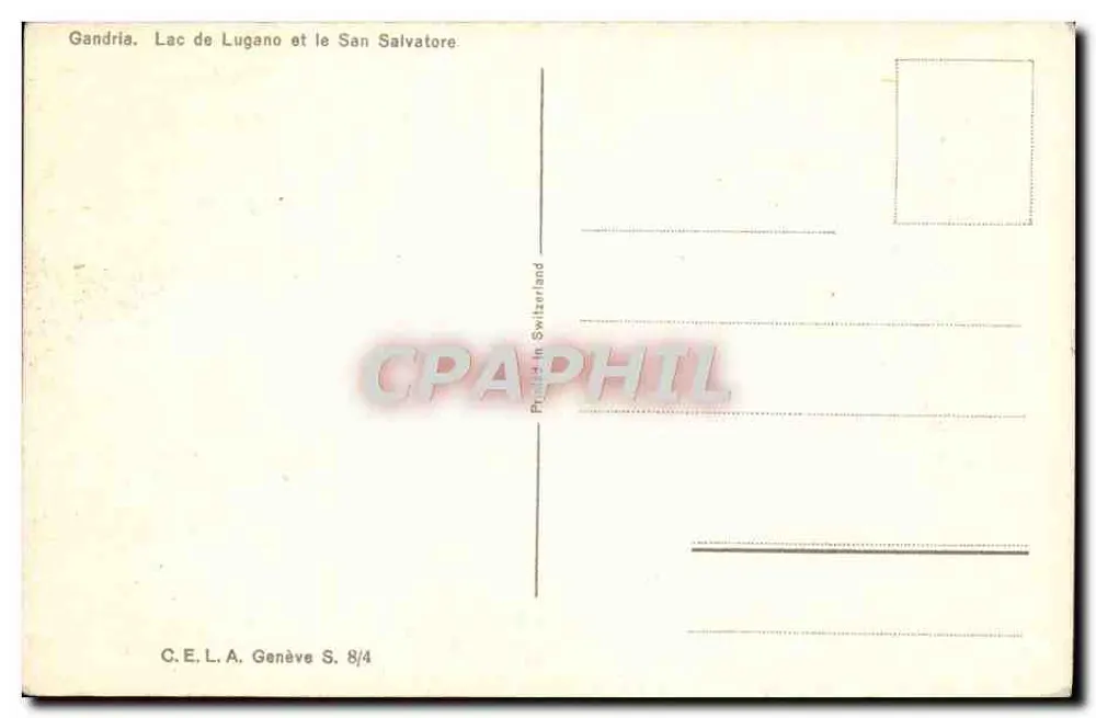 Gandria, See Lugano und San Salvatore — C.E.L.A. Genf S.8/4 - Rückseite