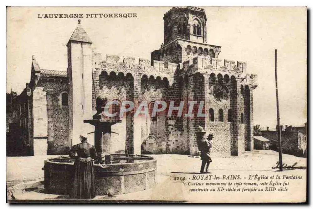 Royat-les-Bains — Die Kirche und die Fontäne — n° 4314 - Vorderseite