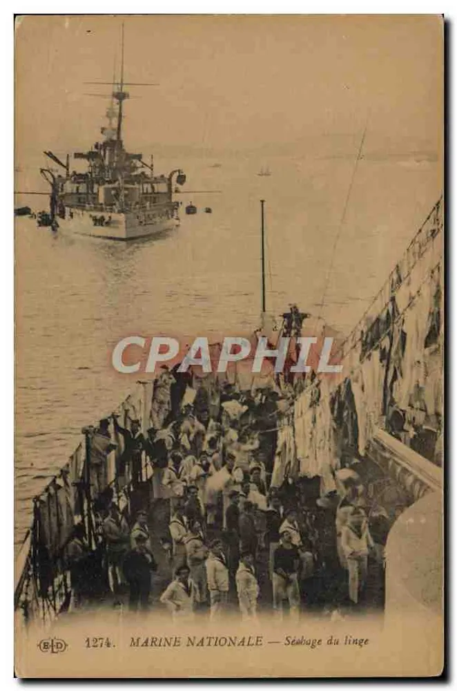 Secagem da roupa — Marinha Nacional — Editor P. E. Le Daley, Paris, n° 1274 - Frente