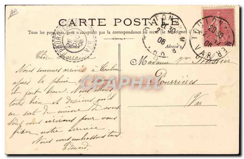 Marinhas em formação — Bilhete postal antigo — editor não visível - Verso