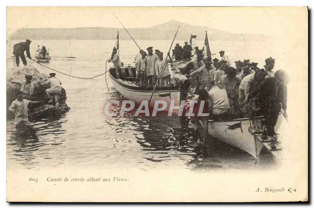 Canoeiros levando pessoas aos Tivires — A. Bougault, n° 603 - Frente