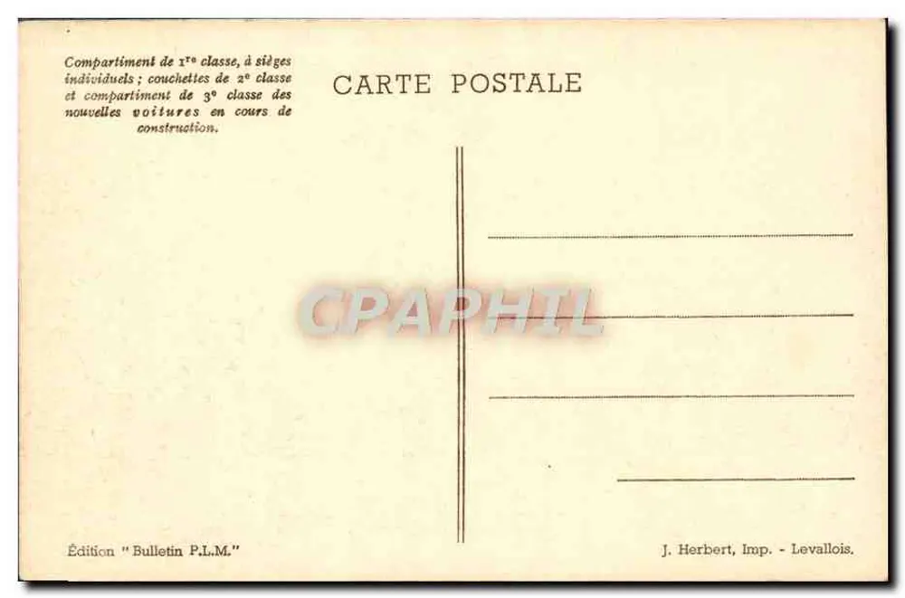 Interior das carruagens PLM — conforto e segurança — edição Bulletin P.L.M. - Verso