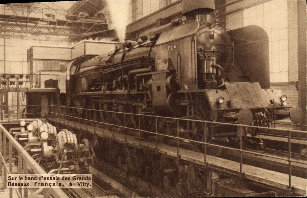 Dampflokomotive PLM — Prüfstand der Grands Réseaux Français in Vitry - Vorderseite