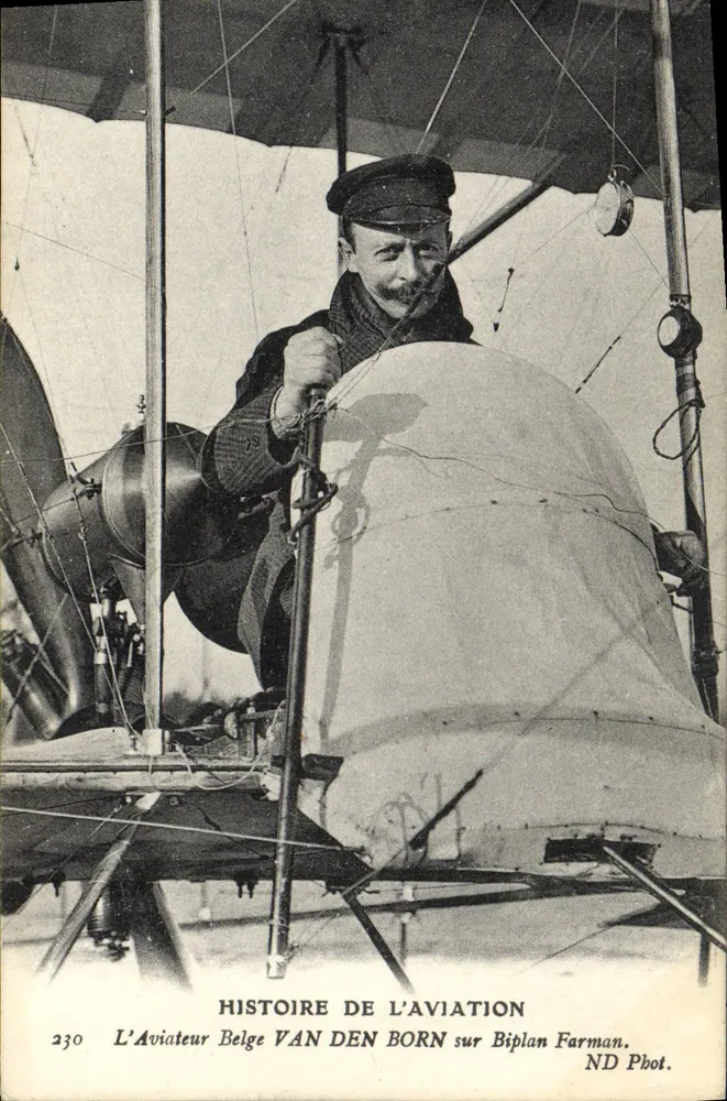 Der belgische Flieger VAN DEN BORN auf dem Farman-Doppeldecker — Geschichte der Luftfahrt, n°230 - Vorderseite