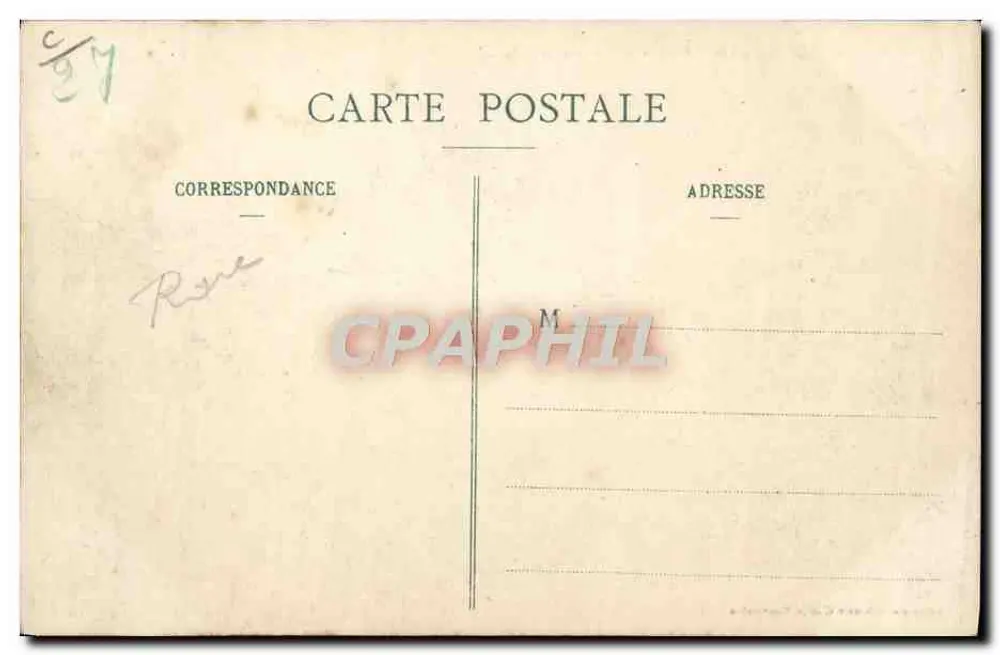Herr M. H. Latham im Monoplan "Antoinette", am Flugposten — Militärbibliothek Guérin, Mourmelon - Rückseite