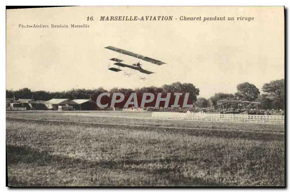Marseille-Aviation — Cheuret während einer Kurve — Photo-Ateliers Baudoin Marseille, n°16 - Vorderseite