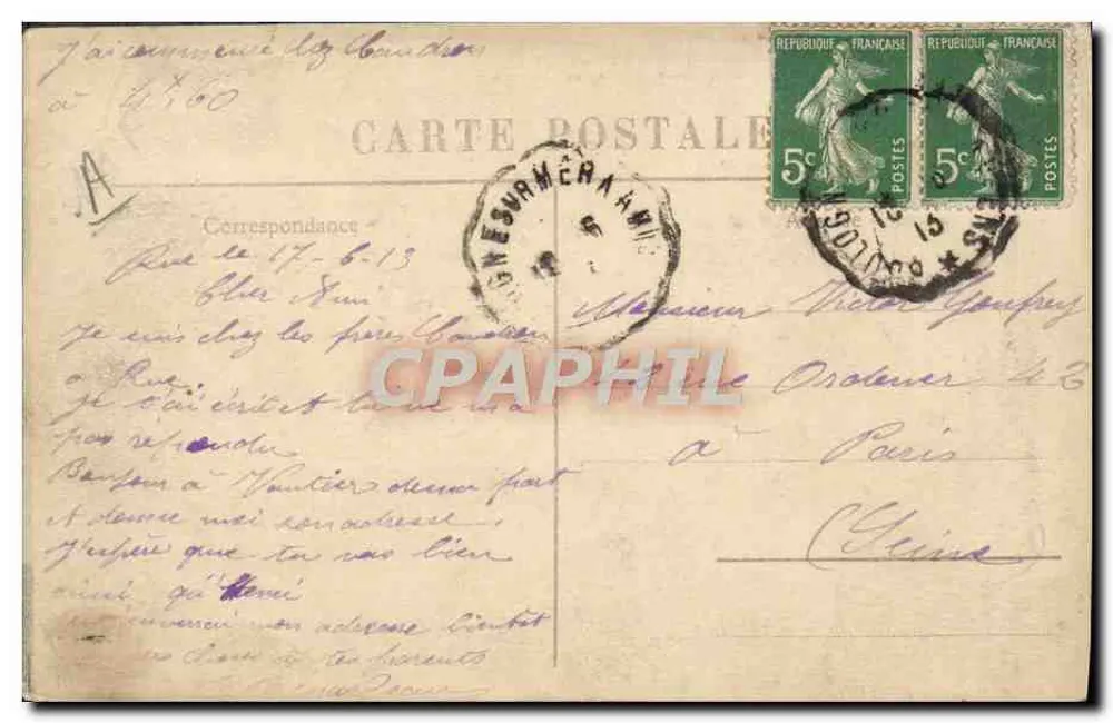 H. Wald, Ingenieur-Pilot, auf Caudron-Doppeldecker — Coll. K. Poidatz Photo-Edit - Le Gétoix - Rückseite