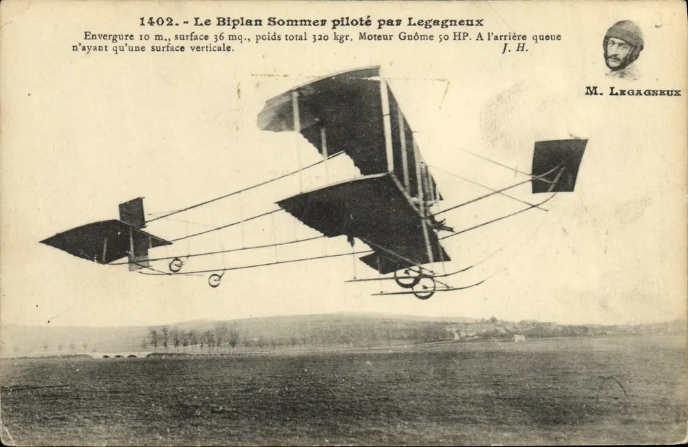 Der Sommer-Biplan, geflogen von Legagneux — n° 1402 — J. Hauser, Paris - Vorderseite