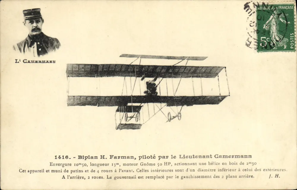 Biplan Farman - Lieutenant Camermann — J. Hamer, Paris, n°1416 - Vorderseite