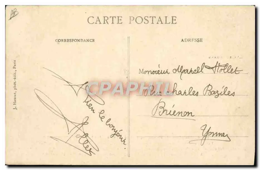 Biplan Farman - Lieutenant Camermann — J. Hamer, Paris, n°1416 - Rückseite