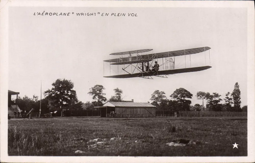 O Avião "Wright" em voo — Carta postal francesa - Frente