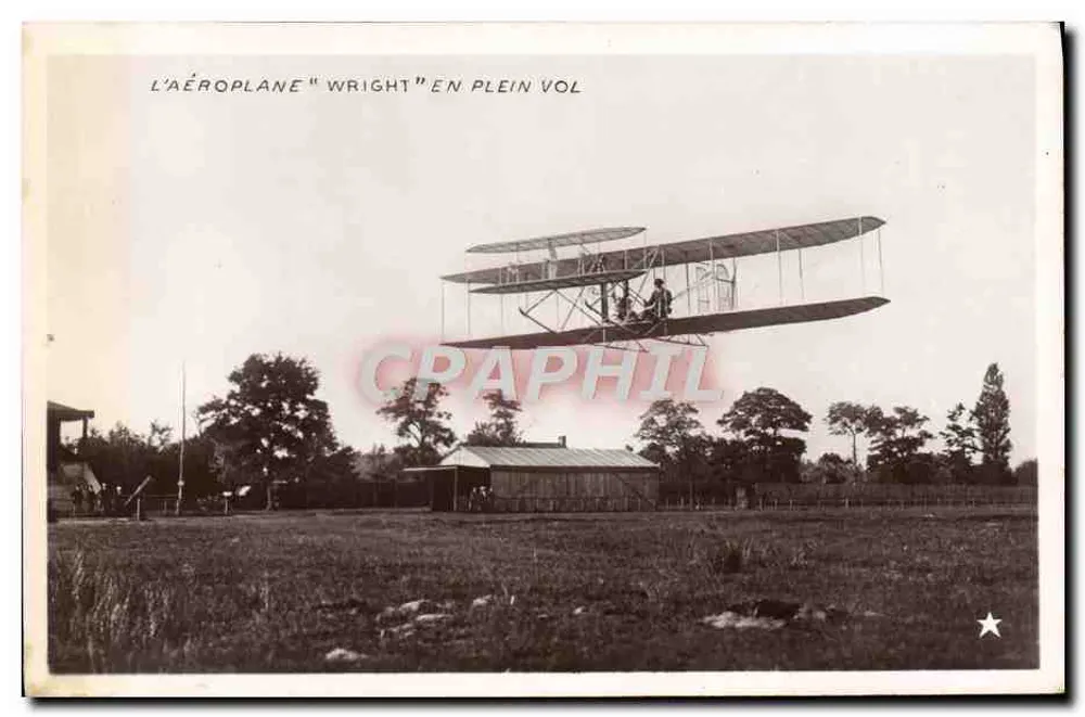 O avião "Wright" em voo — Bilhete postal antigo VBC Série N. 3649, editor Émaillographie, Paris - Frente