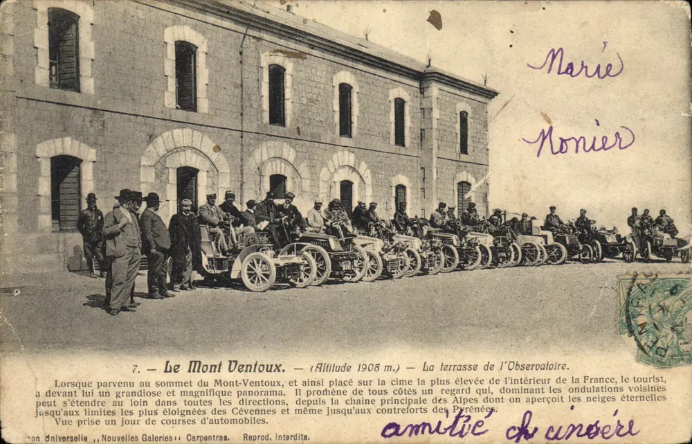 Mont Ventoux — Höhe 1908 m. — Die Terrasse des Observatoriums — Nouvelles Galeries, Carpentras - Vorderseite