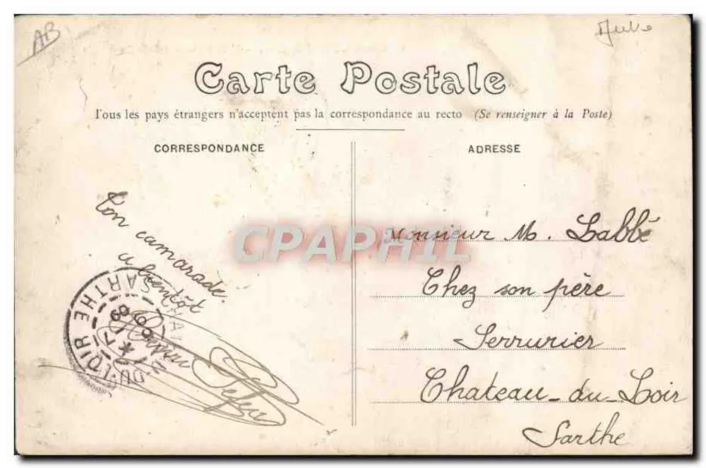 Circuit d'Anjou 1909 — L' S à l'entrée de la Cornuaille — Photo J. Bouvreur Le Mans - Rückseite