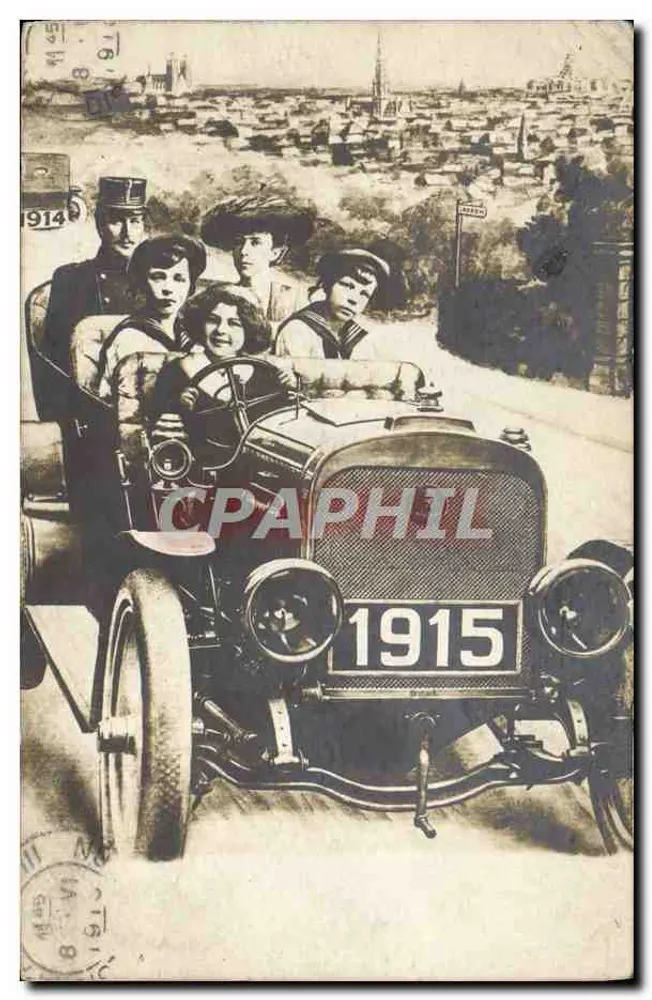Família em automóvel — 1915 — Grupo Ubalène - Frente