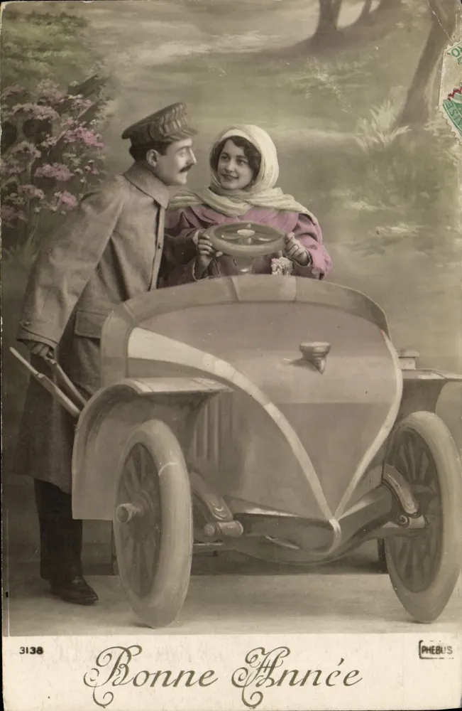 Paare in einem Auto — Frohe Neujahr — PHEBUS n°3138 - Vorderseite