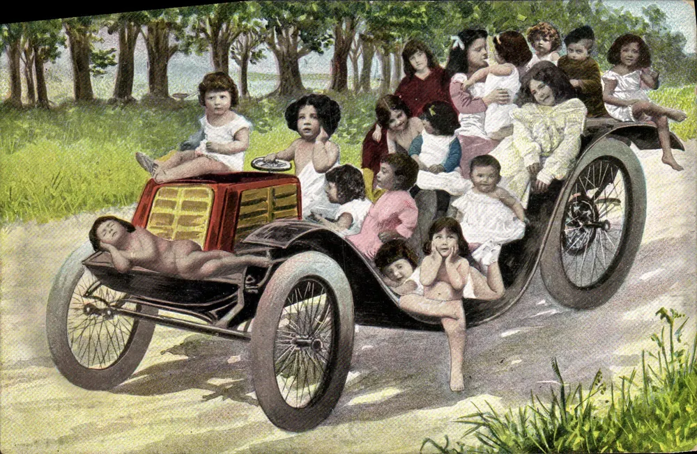 Crianças em um carro — ilustração humorística — editor não identificado, n° de série 847 - Frente