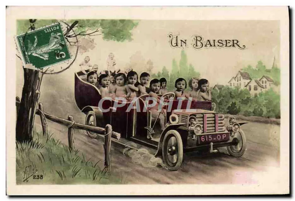 Um Beijo — Crianças em um automóvel — Editor Miller n°238 - Frente