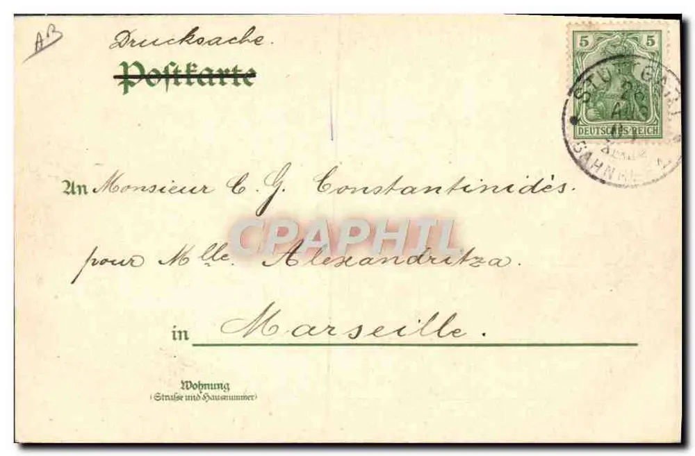 Ansicht von Stuttgart — Gruss aus Stuttgart — Verlag Diefenmann, Stuttgart - Rückseite