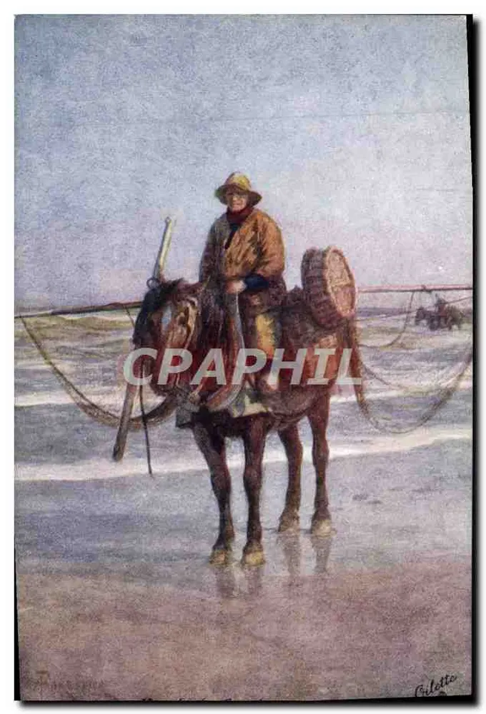 Fischer auf Pferd — Coxyde, Belgien — Tuck's Post Card n°7929 - Vorderseite