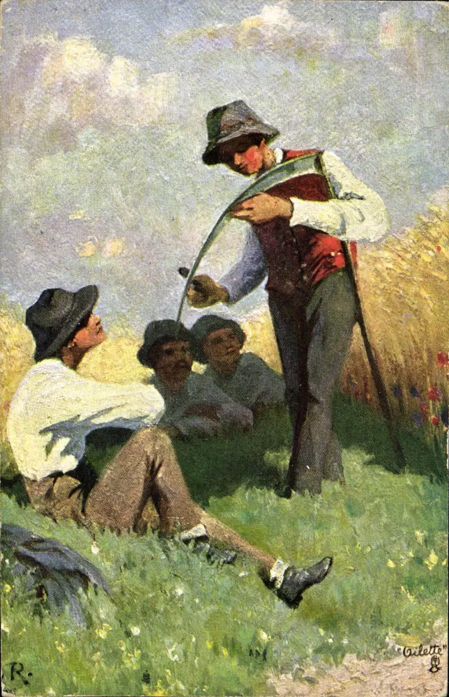 Junge Jungen auf einem Feld — ländliche Szene — Verlag Tuck & Sons, Serie II - Vorderseite