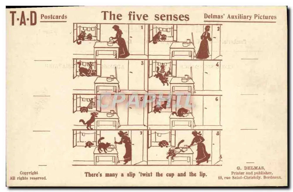 Os cinco sentidos — Delmas' Auxiliary Pictures — T-A-D Postcards - Frente