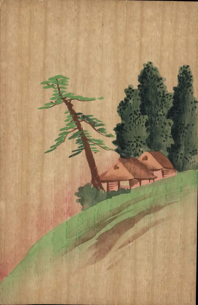 Paisaje de montaña — cabañas y pino — editor Villa Pastré, Marsella - Anverso